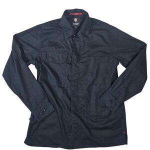 Victorinox Men's L Black Long Sleeve Button-Up Shirt Jacket Swiss Army Knife